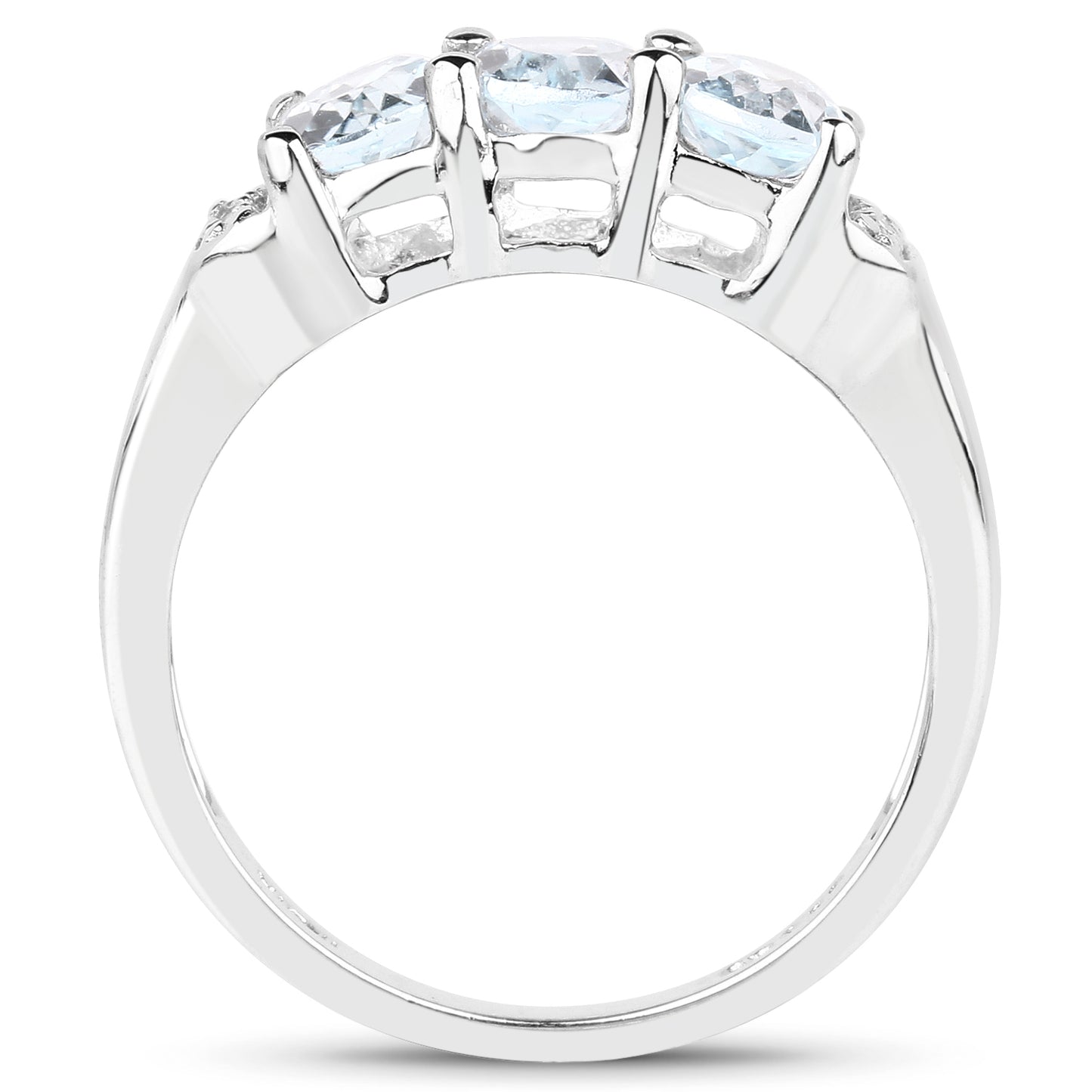 Genuine Blue Topaz and White Topaz Sterling Silver 3-Stone Graduated Ring