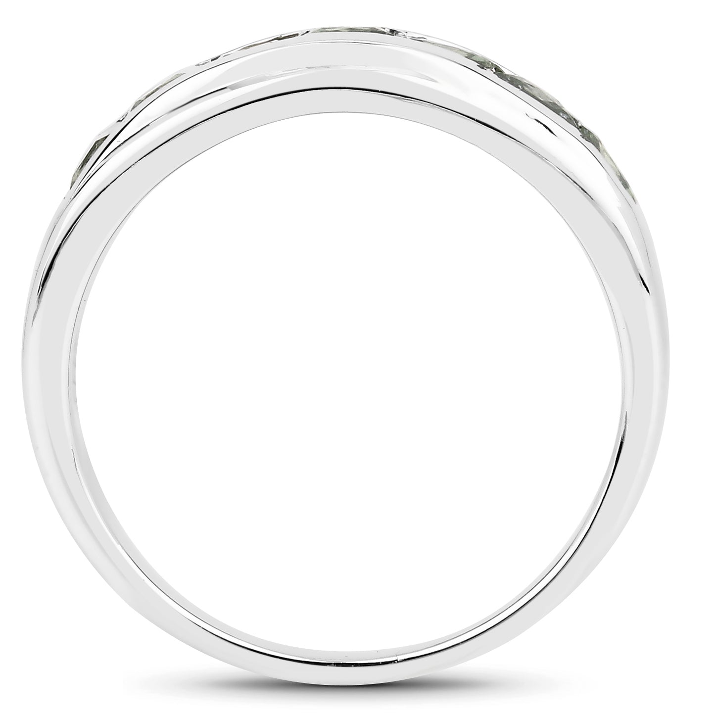 Genuine Green Sapphire Sterling Silver Half-Eternity Band Ring