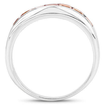 Genuine Orange Sapphire Sterling Silver Half-Eternity Band Ring
