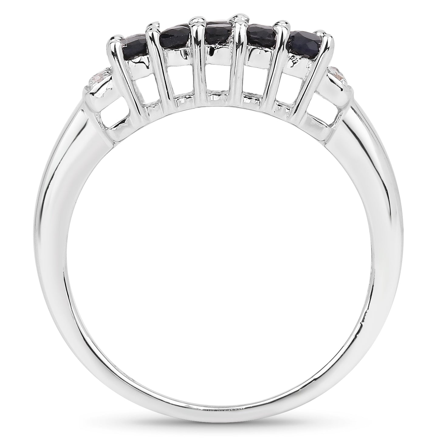 Genuine Sapphire and White Topaz Sterling Silver Graduated Ring