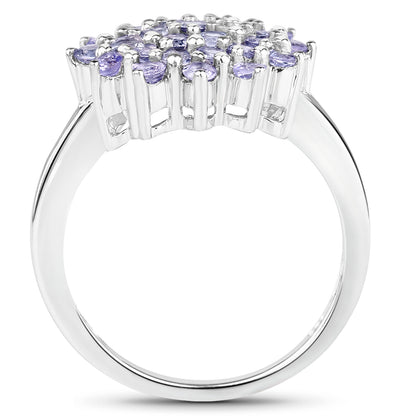 Genuine Tanzanite Sterling Silver Graduated Ring