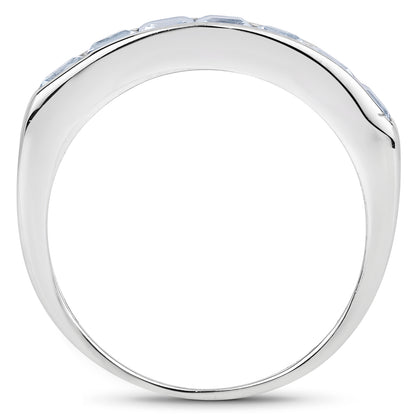 Genuine Aquamarine Sterling Silver Band Ring