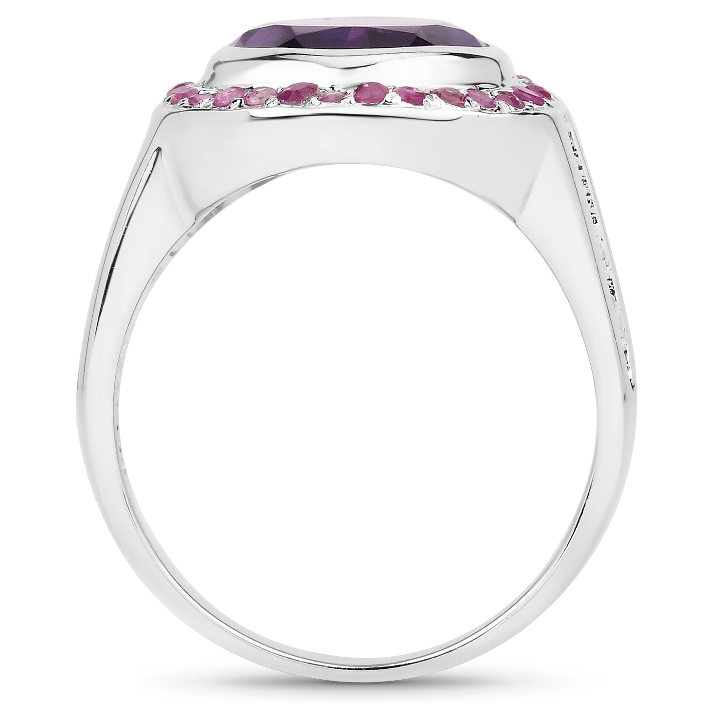 Genuine Amethyst and Ruby Sterling Silver Graduated Ring