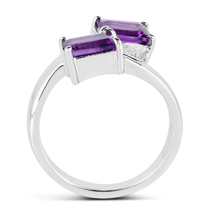 Genuine Amethyst Sterling Silver Graduated Ring