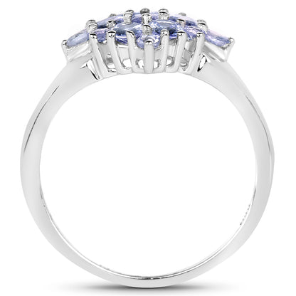 Genuine Tanzanite Sterling Silver Cluster Ring