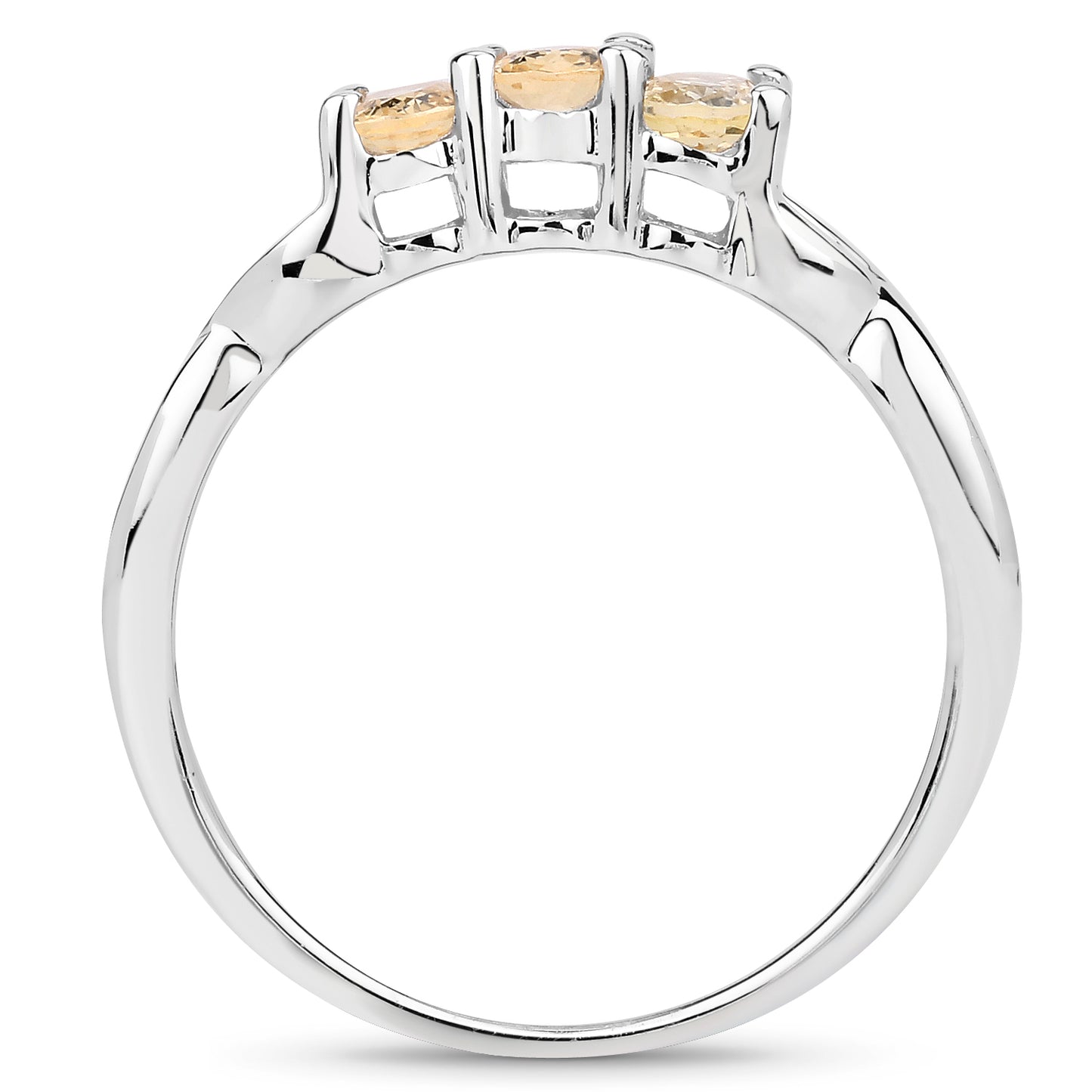 Genuine Citrine Sterling Silver Crossover Ring