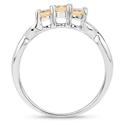 Genuine Citrine Sterling Silver Crossover Ring