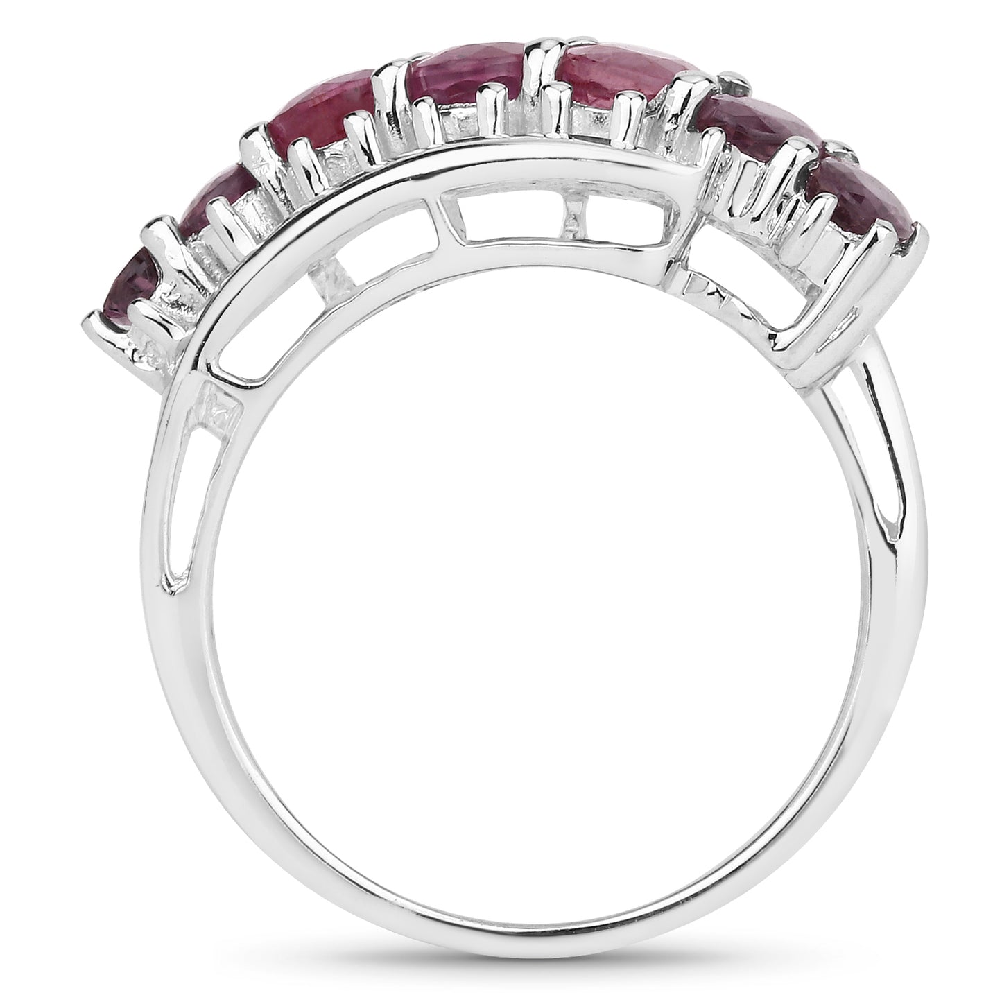 Glass Filled Ruby and Garnet Sterling Silver Ring