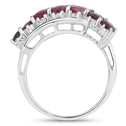 Glass Filled Ruby and Garnet Sterling Silver Ring