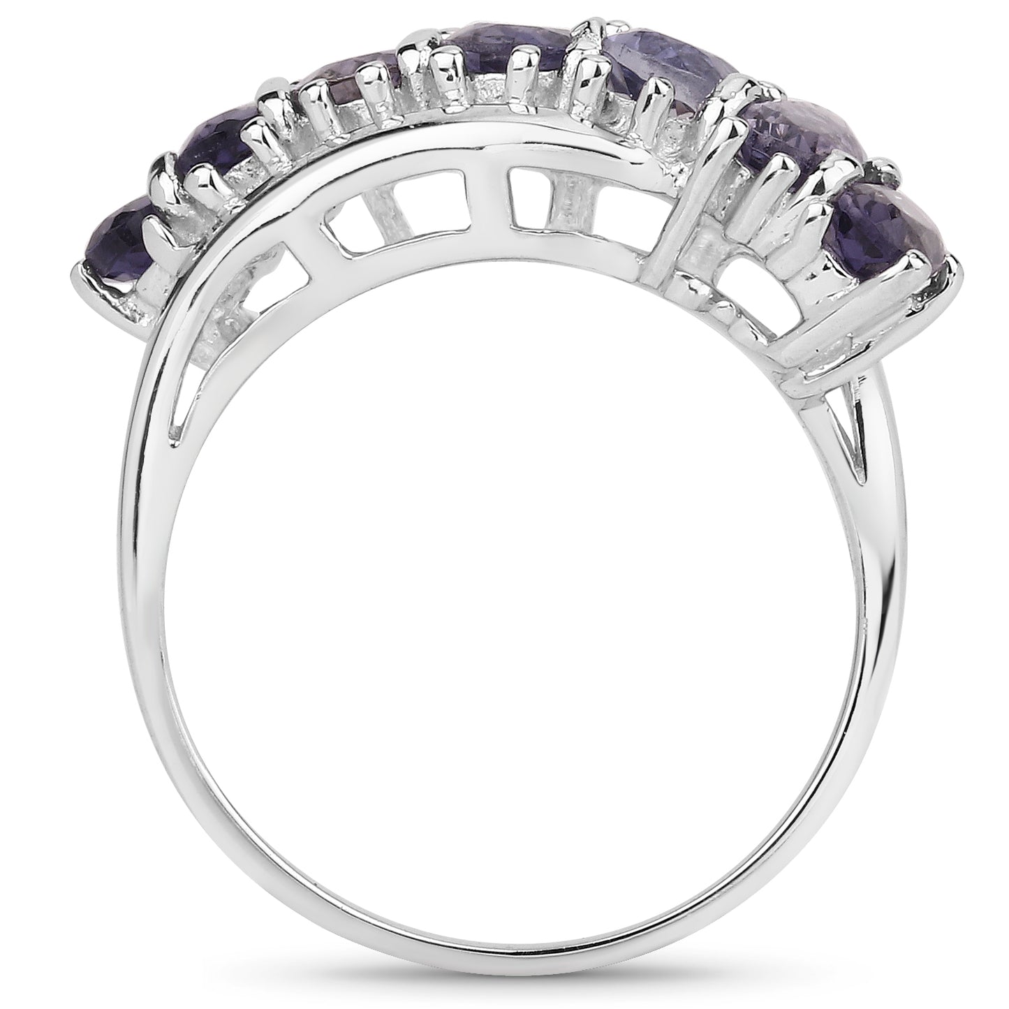 Genuine Iolite Sterling Silver Graduated Ring