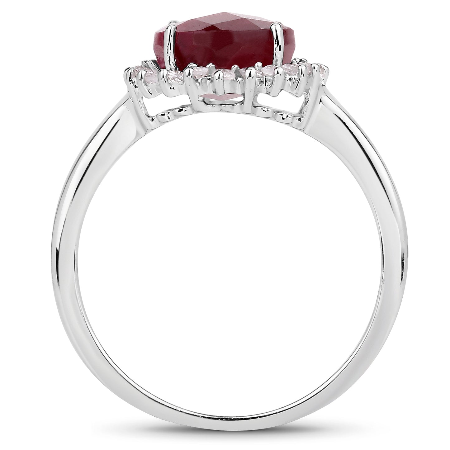 Dyed Ruby and White Topaz Sterling Silver Graduated Ring