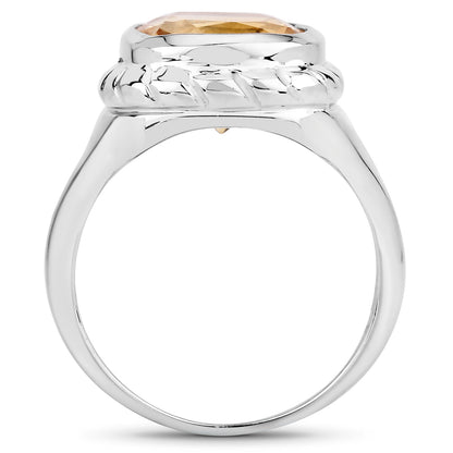 Genuine Citrine Sterling Silver Solitaire Ring