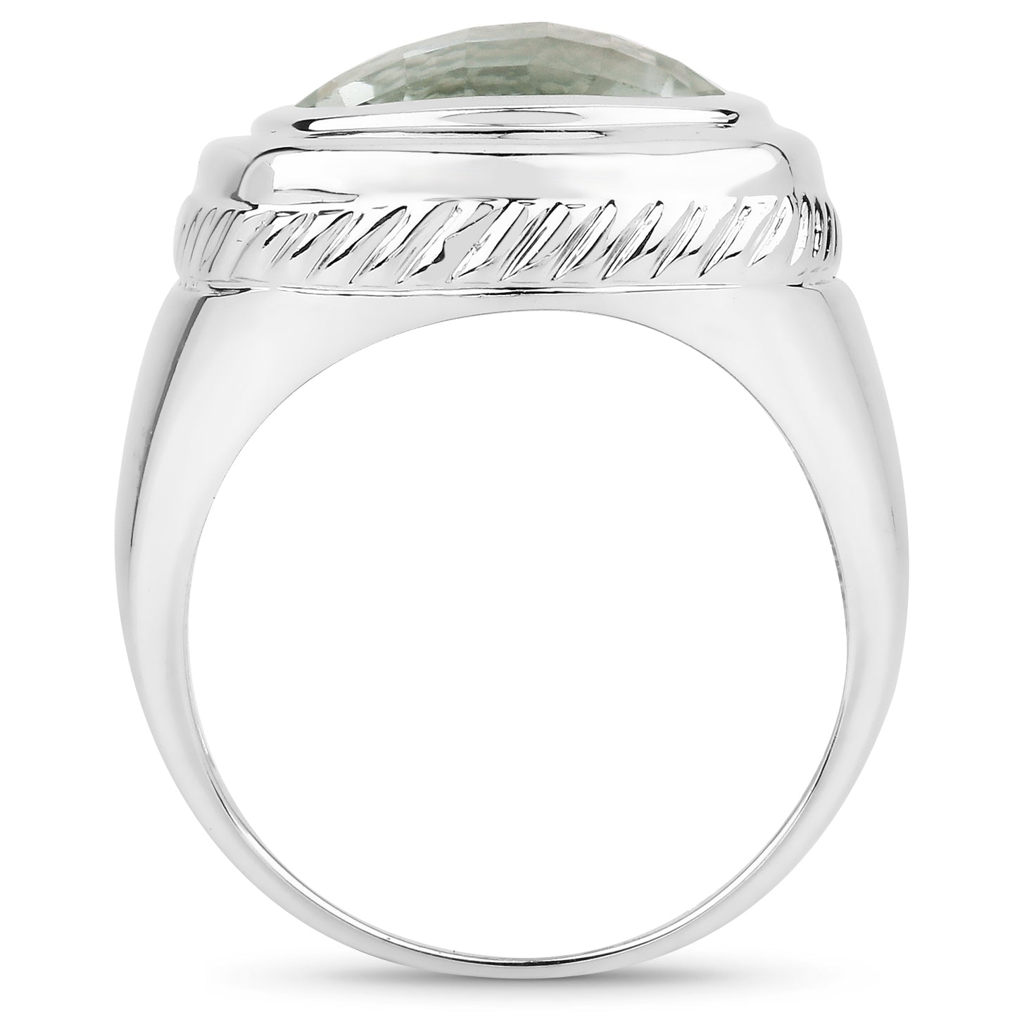 Genuine Green Amethyst Sterling Silver Solitaire Ring