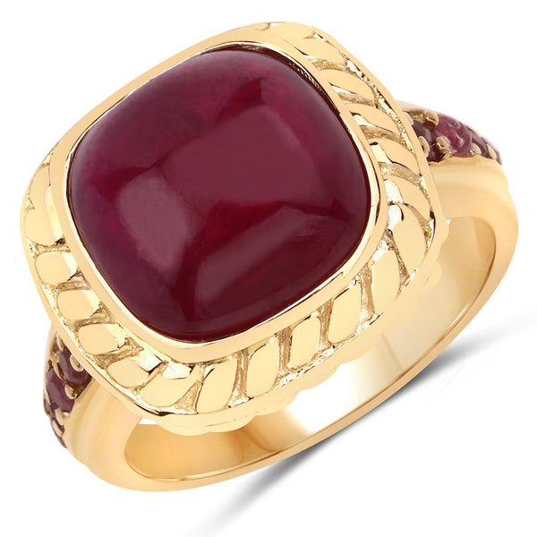 14K Rose Gold Plated Glass Filled Ruby Sterling Silver Ring
