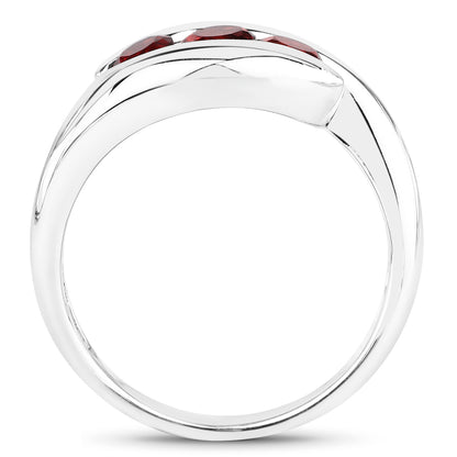 Genuine Garnet Sterling Silver Graduated Ring