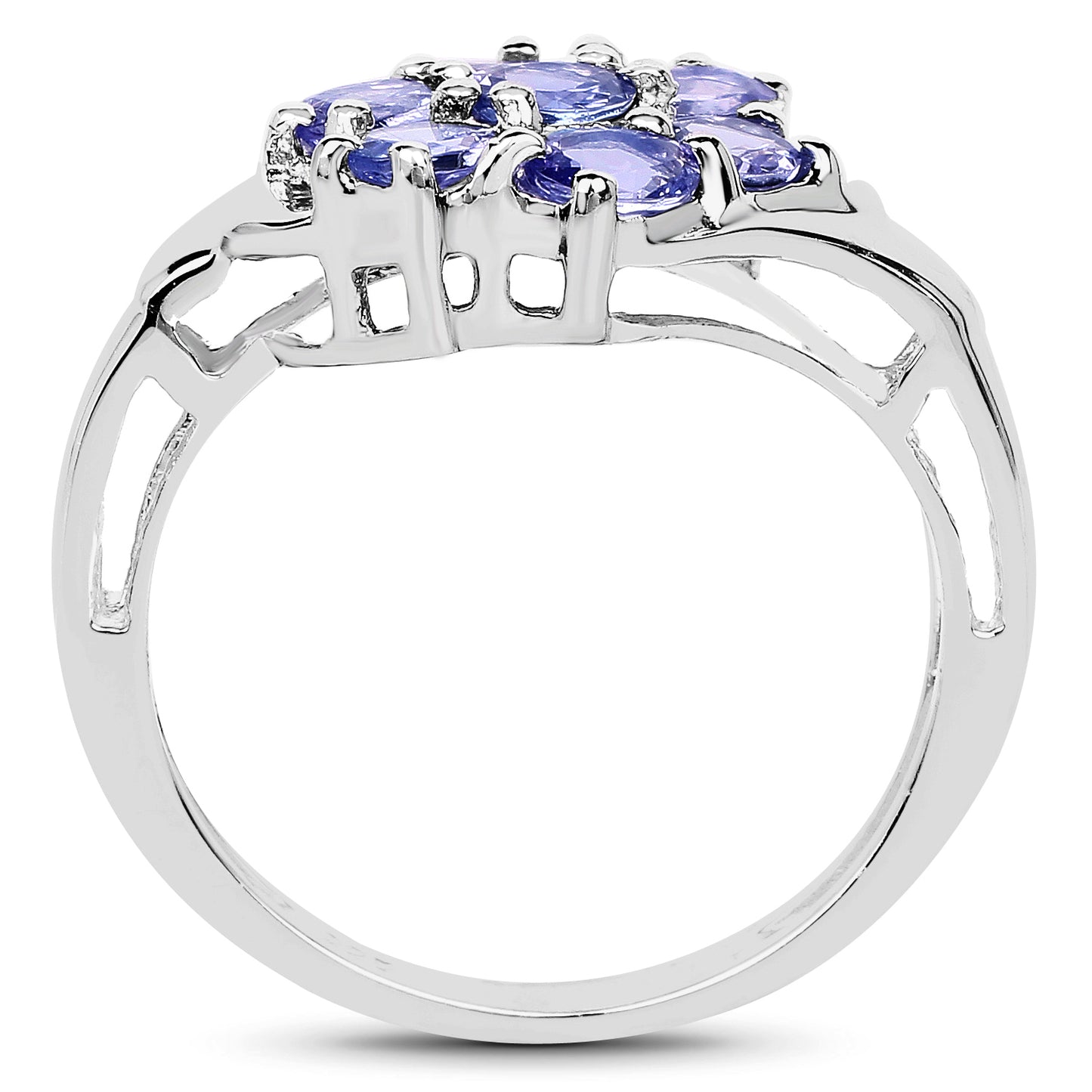 Genuine Tanzanite Sterling Silver Cluster Ring