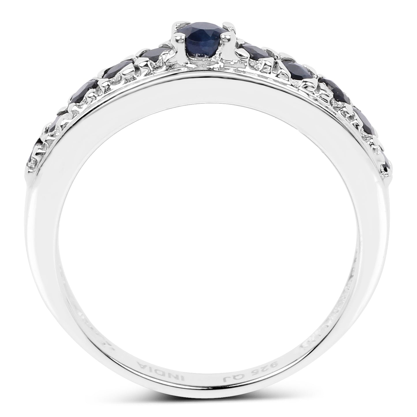 Genuine Blue Sapphire Sterling Silver Band Ring