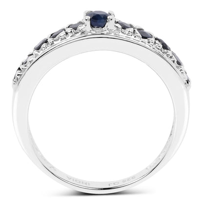 Genuine Blue Sapphire Sterling Silver Band Ring
