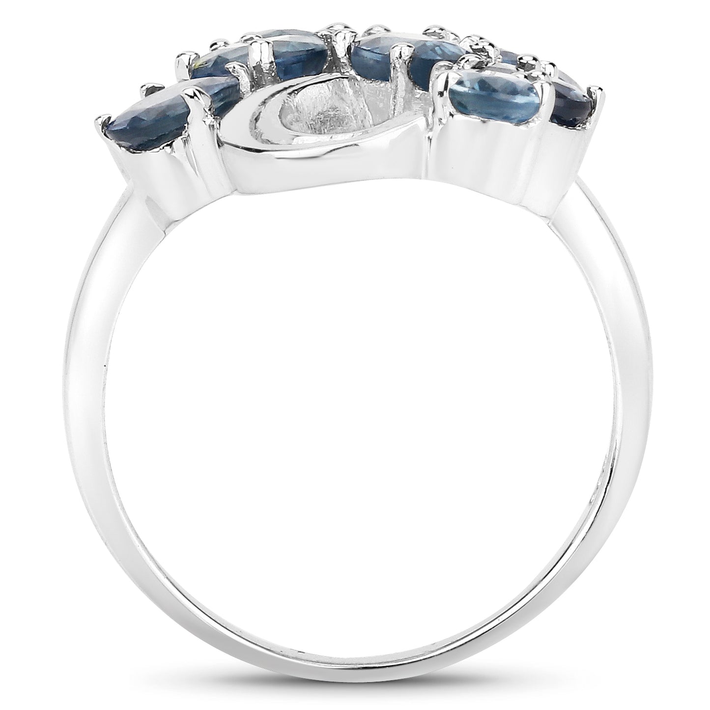 Genuine Blue Sapphire Sterling Silver Crossover Ring