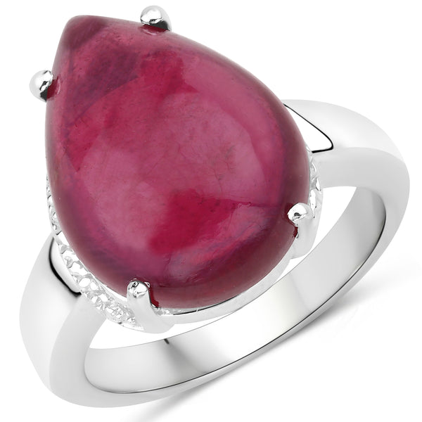 14K Yellow Gold Plated Glass Filled Ruby Sterling Silver Solitaire Ring