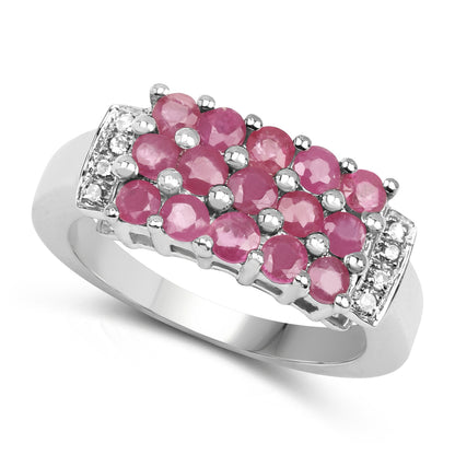 Genuine Ruby Sterling Silver Graduated Ring