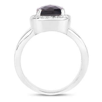 Dyed Sapphire and White Topaz Sterling Silver Graduated Ring