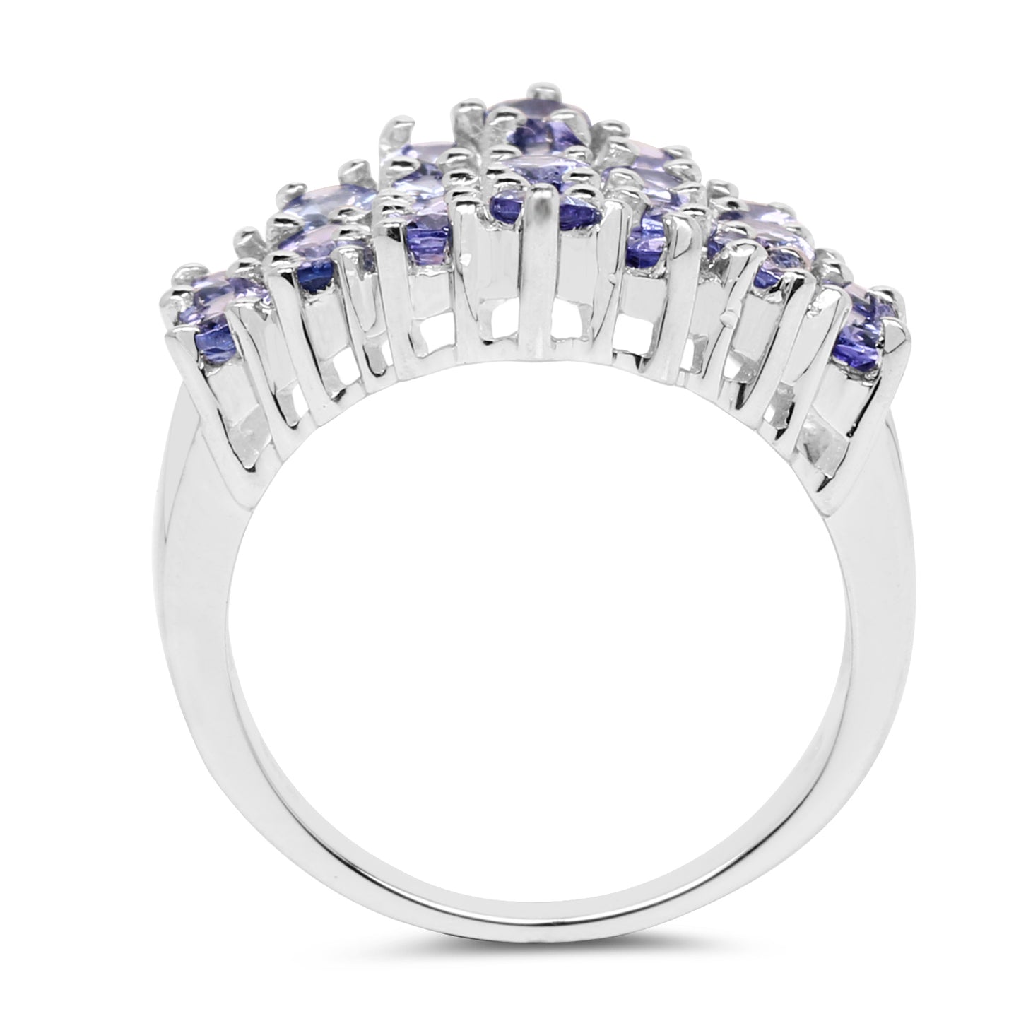 Genuine Tanzanite Sterling Silver Graduated Ring