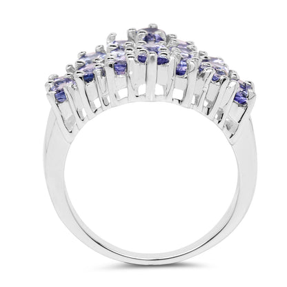 Genuine Tanzanite Sterling Silver Graduated Ring