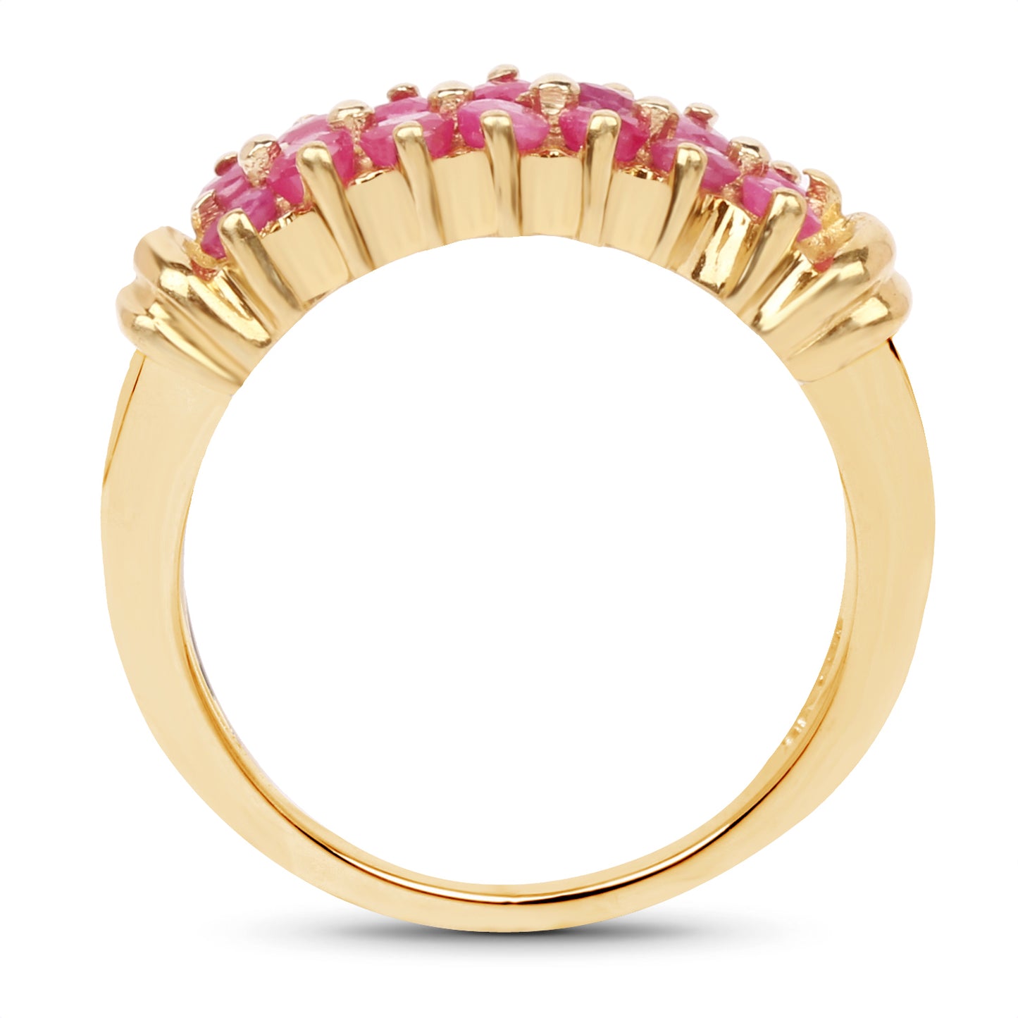 Genuine 14K Yellow Gold Plated Ruby Sterling Silver Ring