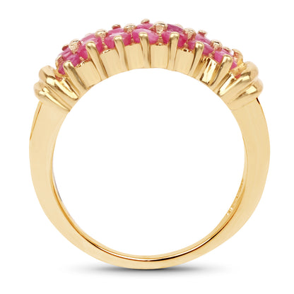 Genuine 14K Yellow Gold Plated Ruby Sterling Silver Ring