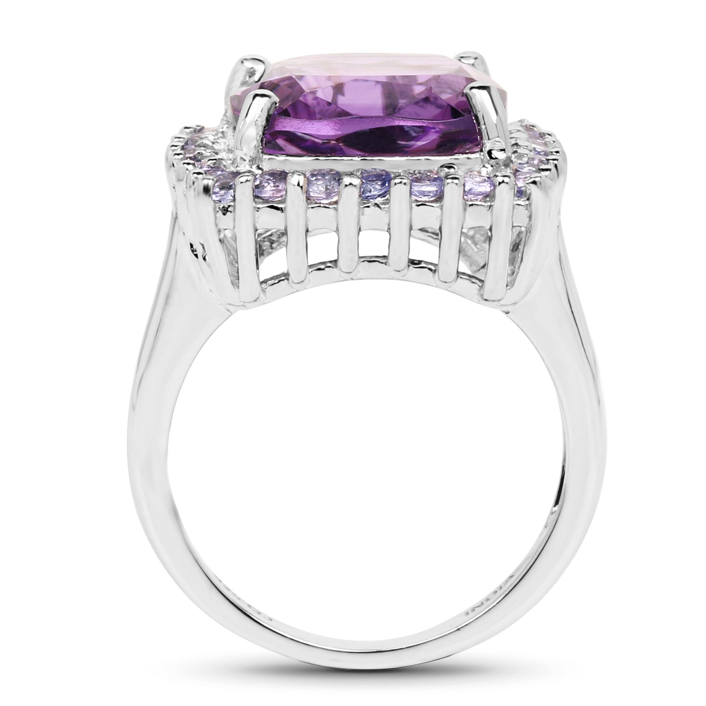 Genuine Amethyst and Tanzanite Sterling Silver Graduated Ring
