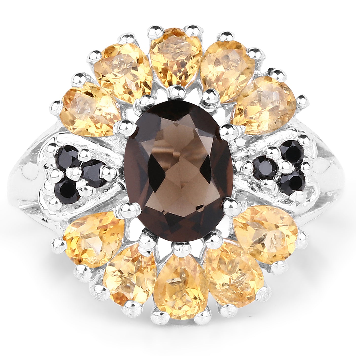 Genuine Multi-Stone Sterling Silver Graduated Ring