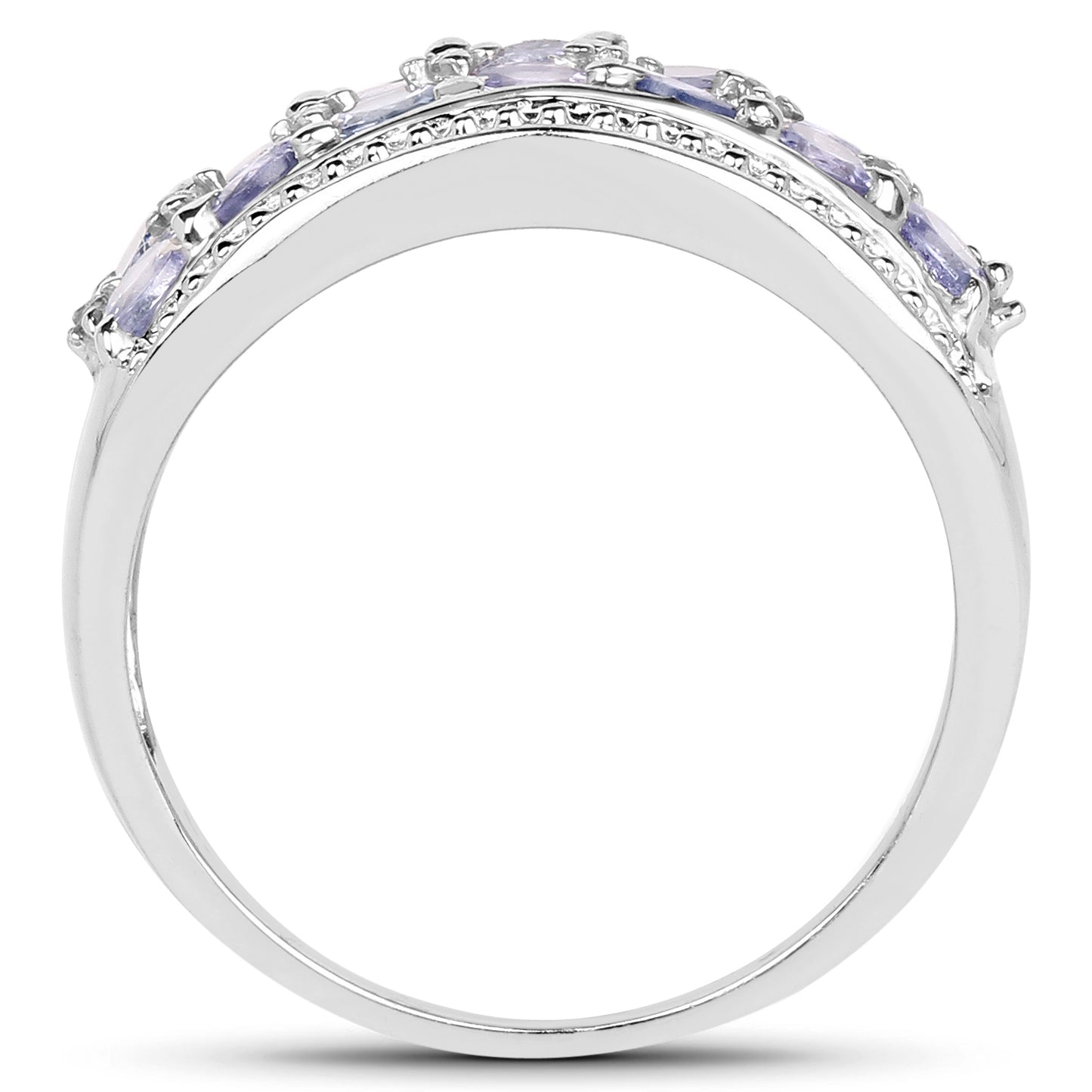 Genuine Tanzanite and White Topaz Sterling Silver Graduated Ring