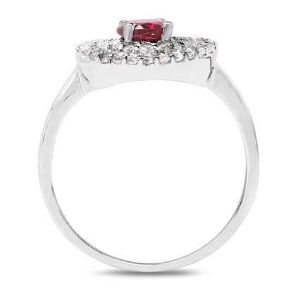 Genuine Rhodolite and White Topaz Sterling Silver Graduated Ring