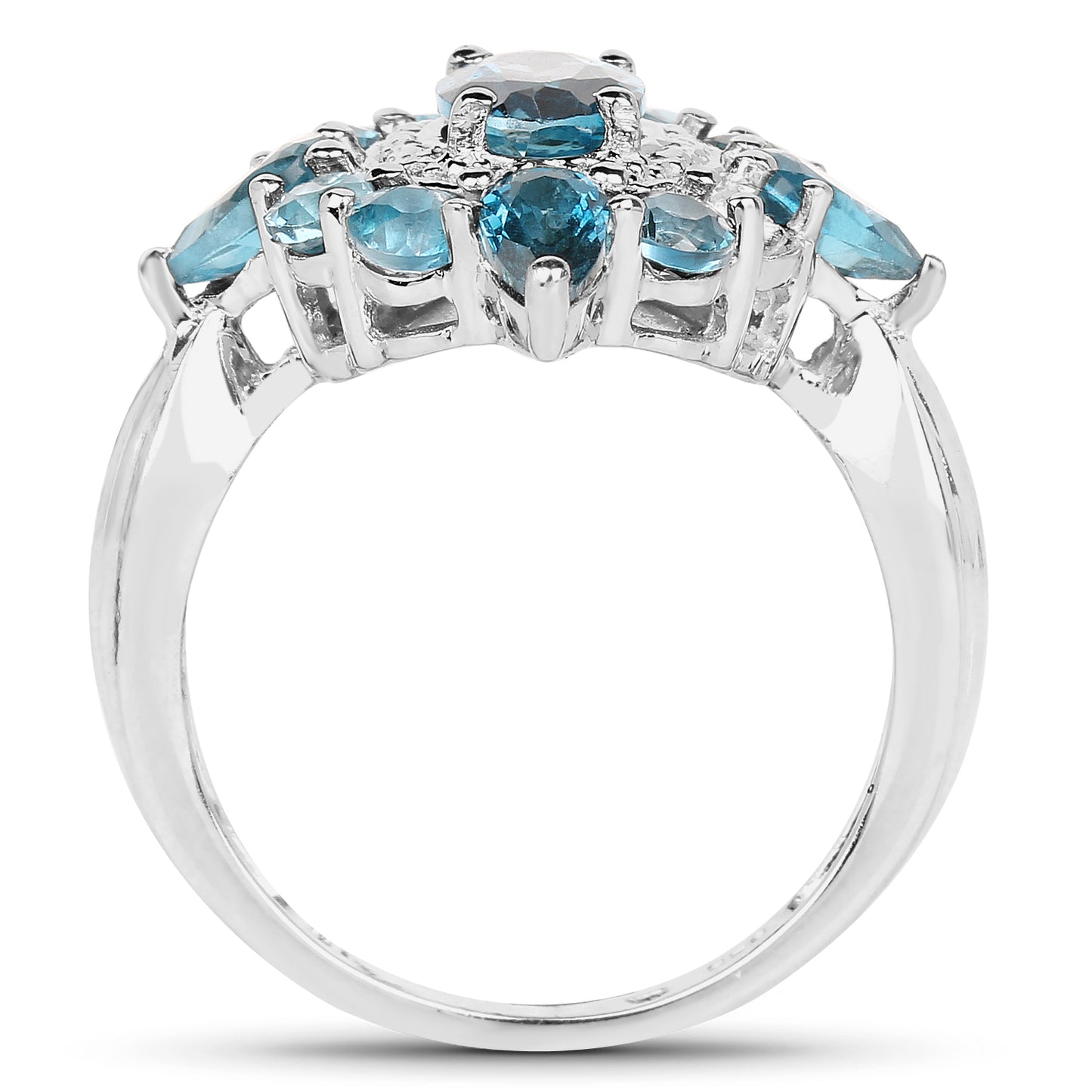 Genuine London Blue Topaz Sterling Silver Halo Ring