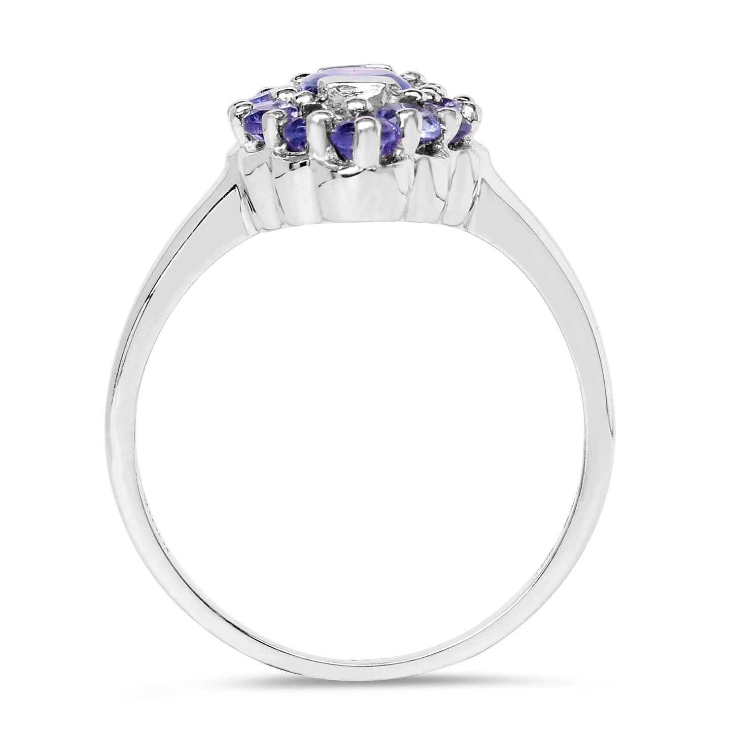 Genuine Tanzanite Sterling Silver Graduated Ring