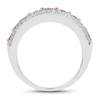 Genuine Ruby Sterling Silver Graduated Ring