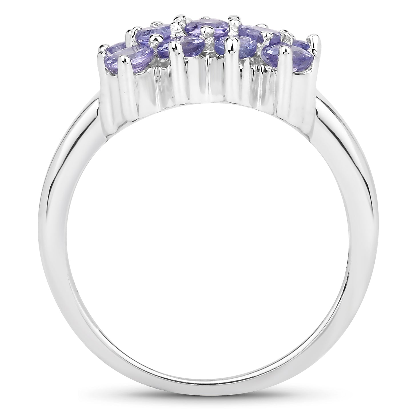 Genuine Tanzanite Sterling Silver Graduated Ring