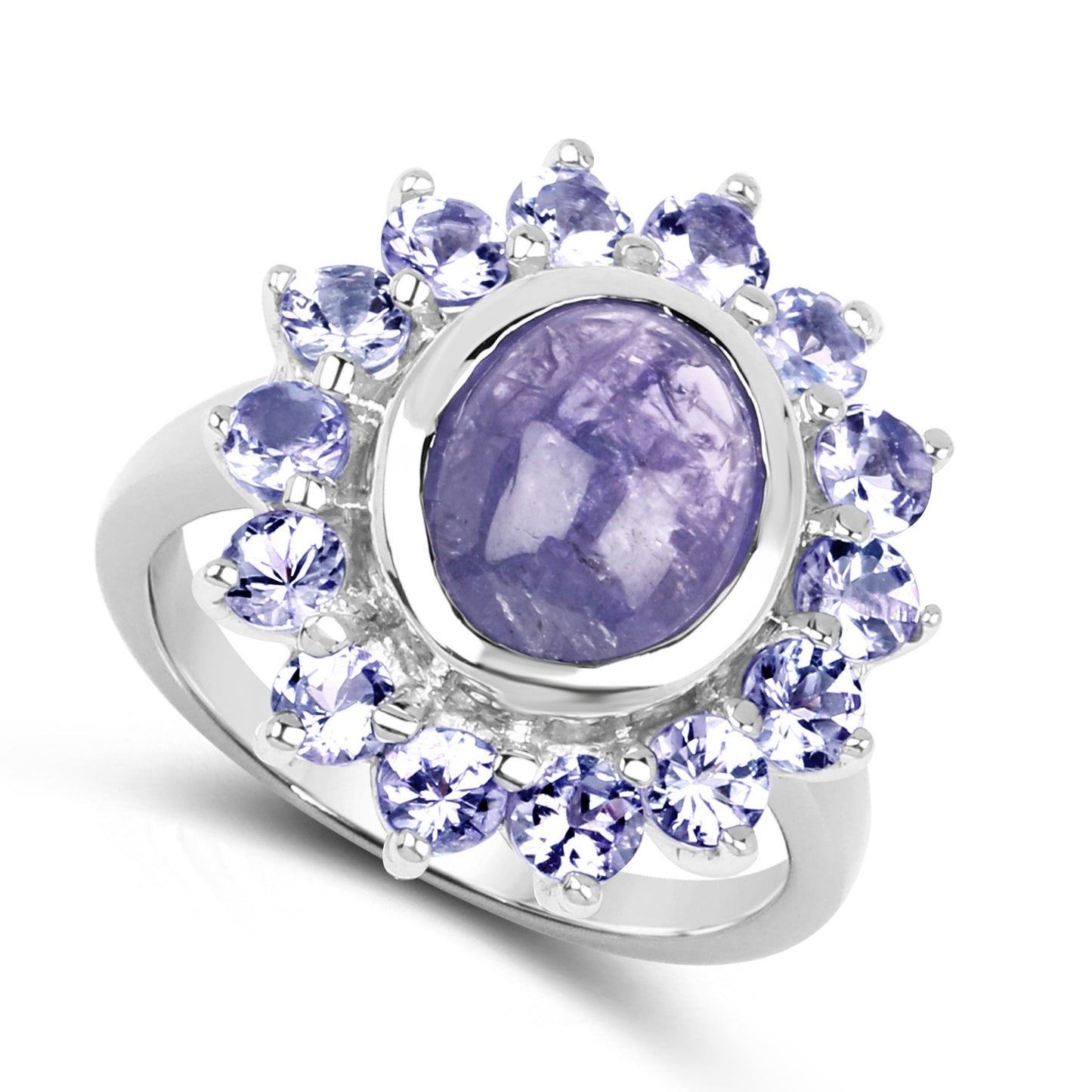 Genuine Tanzanite Sterling Silver Graduated Ring