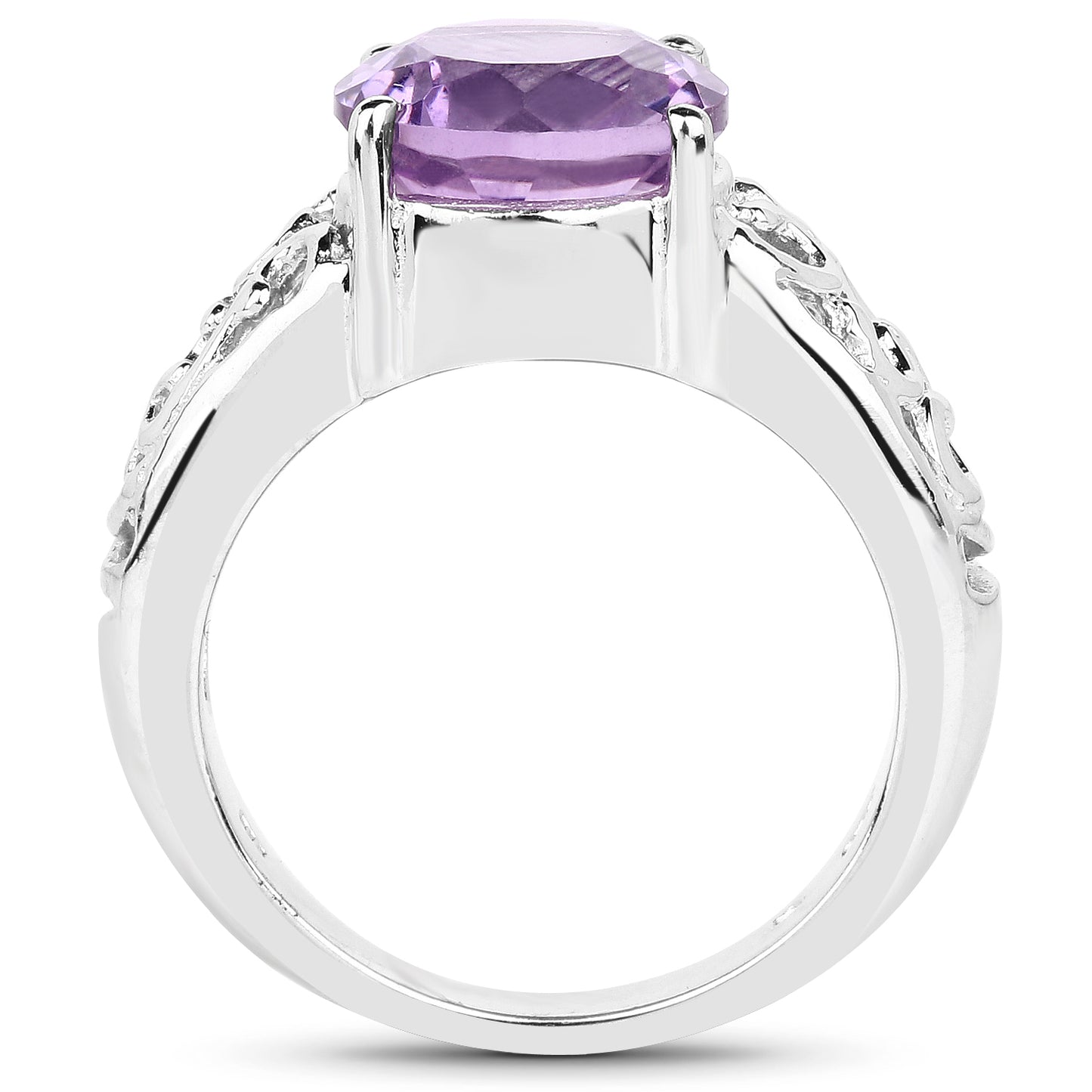 Genuine Amethyst Sterling Silver Graduated Ring