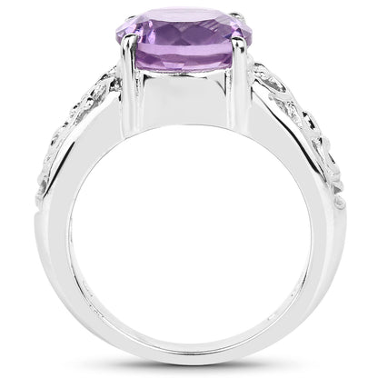Genuine Amethyst Sterling Silver Graduated Ring