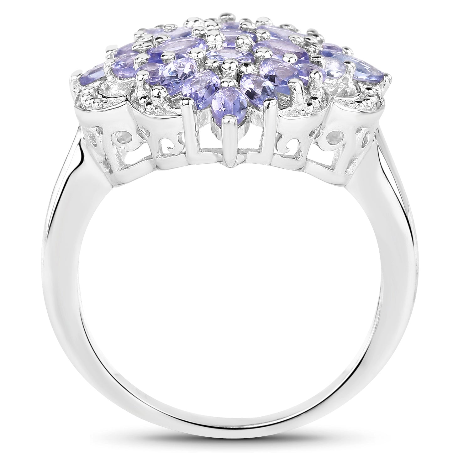 Genuine Tanzanite Sterling Silver Cluster Ring