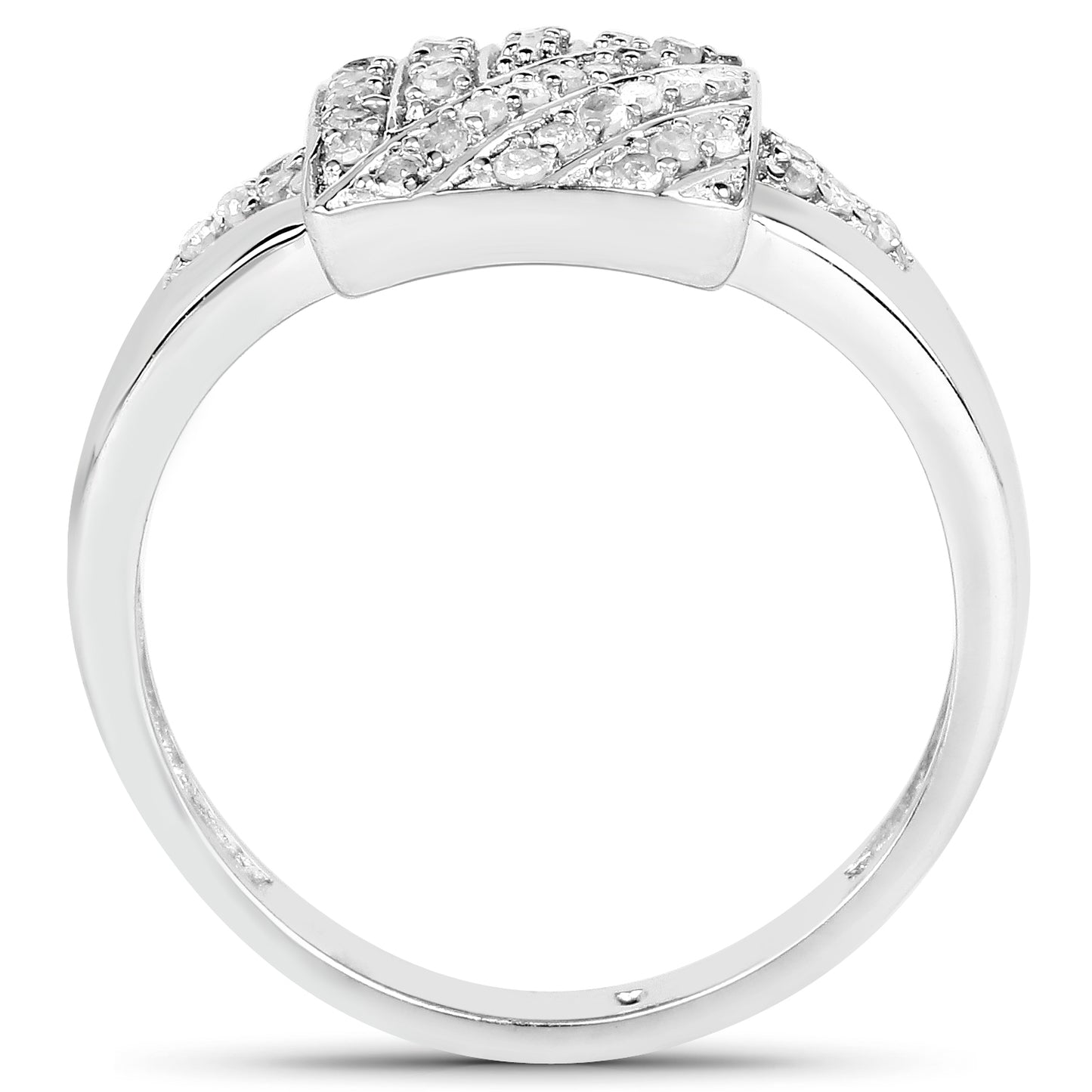 Genuine 14K White Gold Plated White Diamond Sterling Silver Bridal Ring