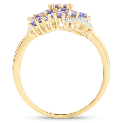 Genuine 14K Yellow Gold Plated Tanzanite Sterling Silver Ring