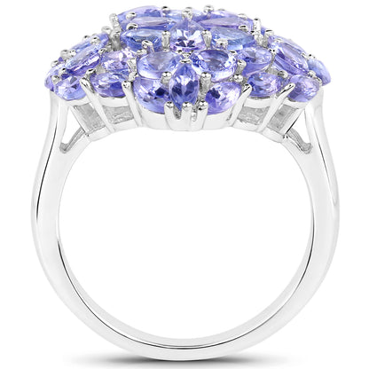 Genuine Tanzanite Sterling Silver Cluster Ring