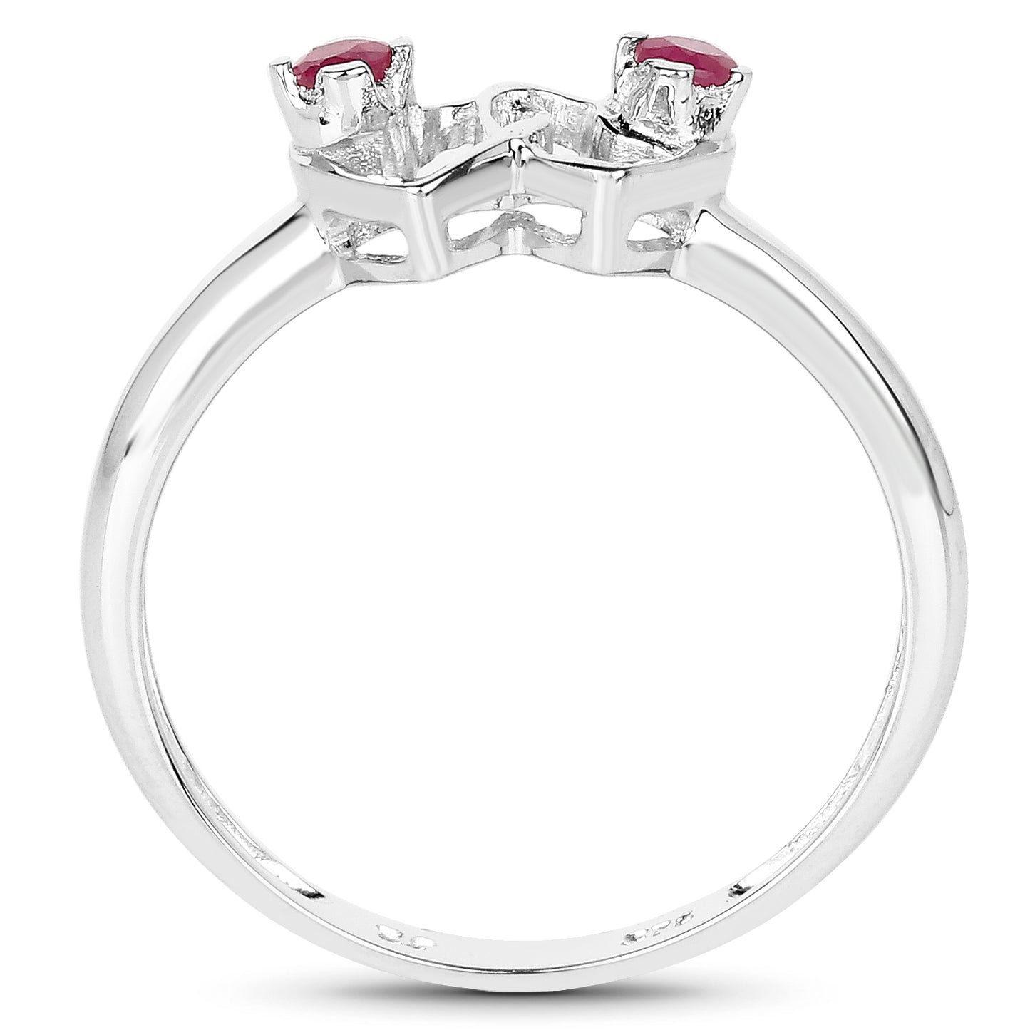 Genuine Ruby Sterling Silver Graduated Ring