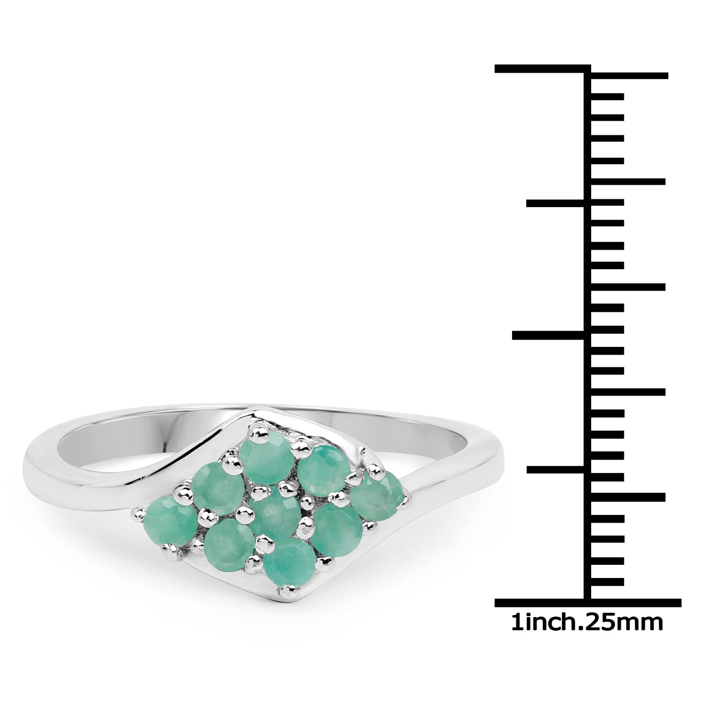 Genuine Emerald Sterling Silver Graduated Ring