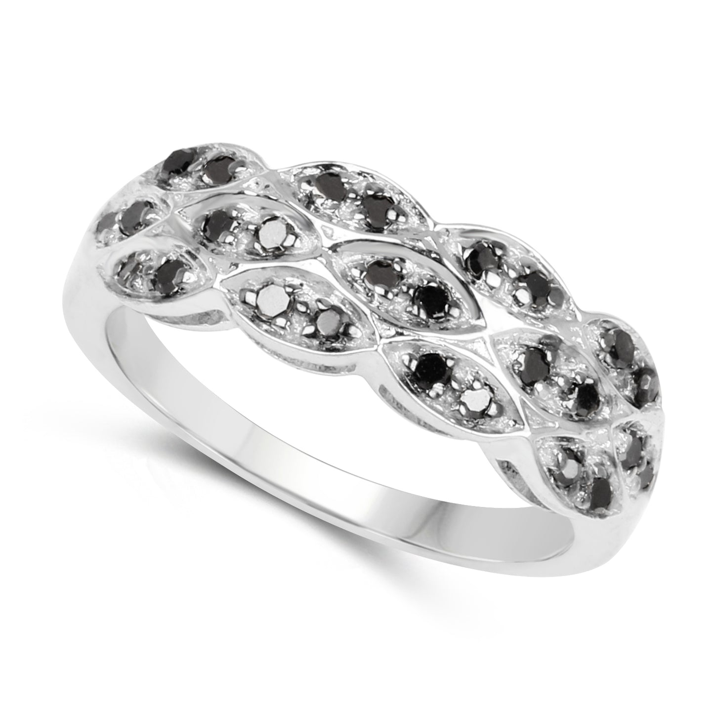 Genuine Black Diamond Sterling Silver Graduated Ring